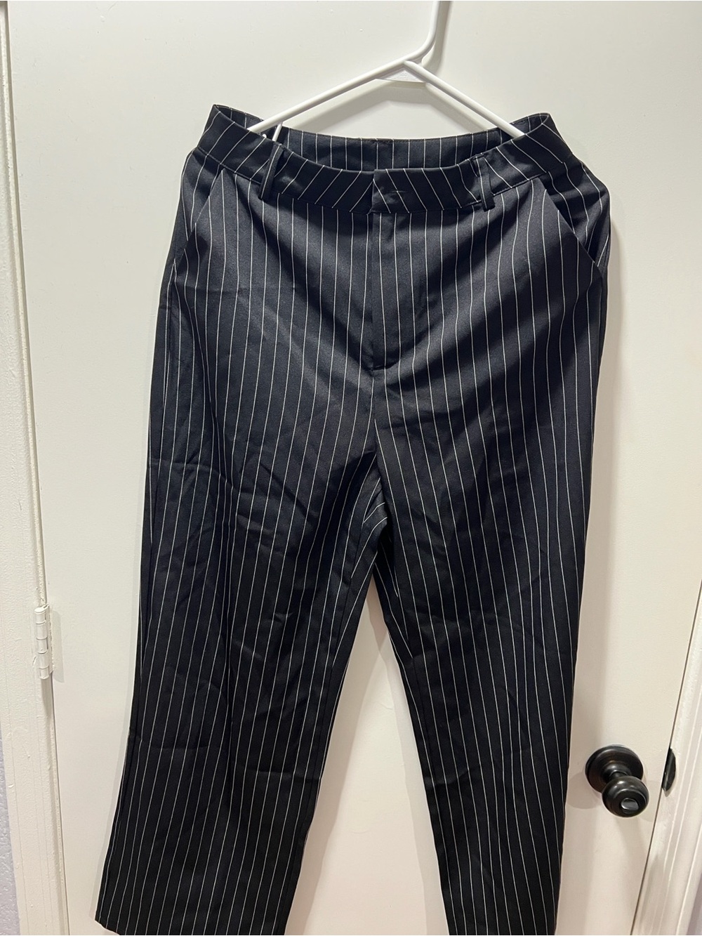 Women's Black Pinstripe Dress Pants